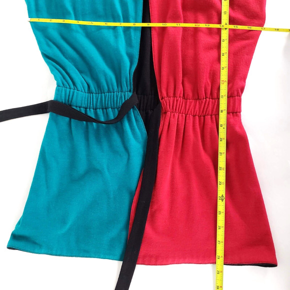 Handmade SIZE XS Color Block REVERSIBLE Black Colorful Cardigan Women Open Front - Picture 5 of 10